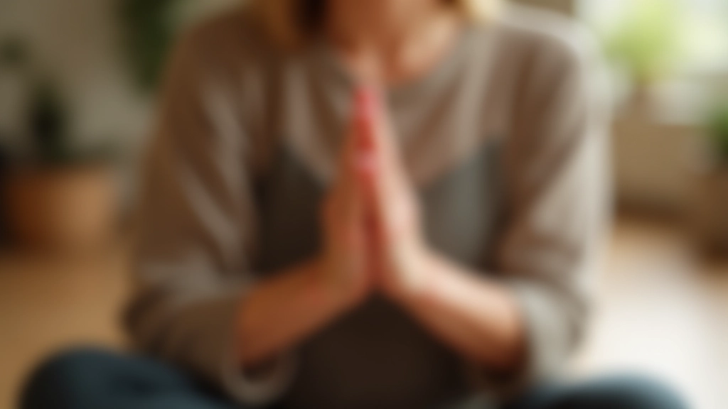 Détail de mains en position de mudra lors d'une méditation