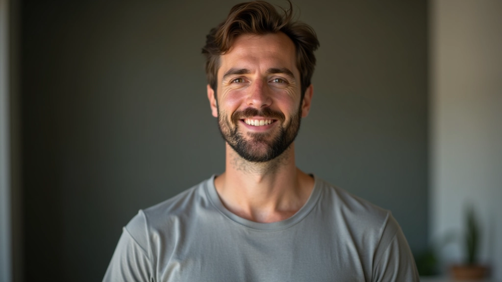 Portrait d'un coach en bien-être avec expression calme et professionnelle